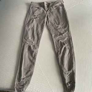 American Eagle Grey Ripped Distressed Jegging Jean